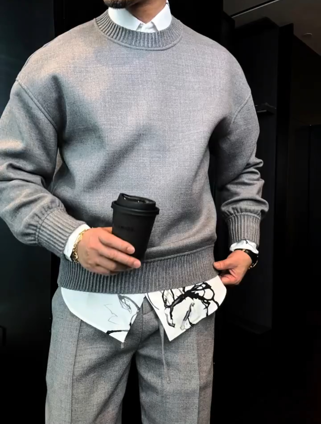 Round neck sweatshirt casual suit