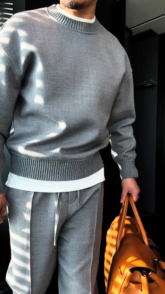 Round neck sweatshirt casual suit